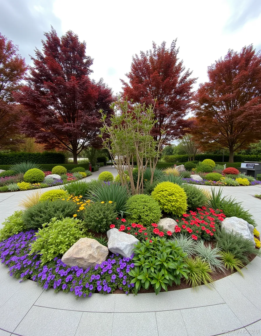 公园圆形花境